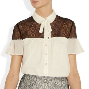 Pirouette crepe and lace blouse